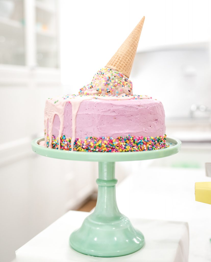 Melting Ice Cream Drip Birthday Cake