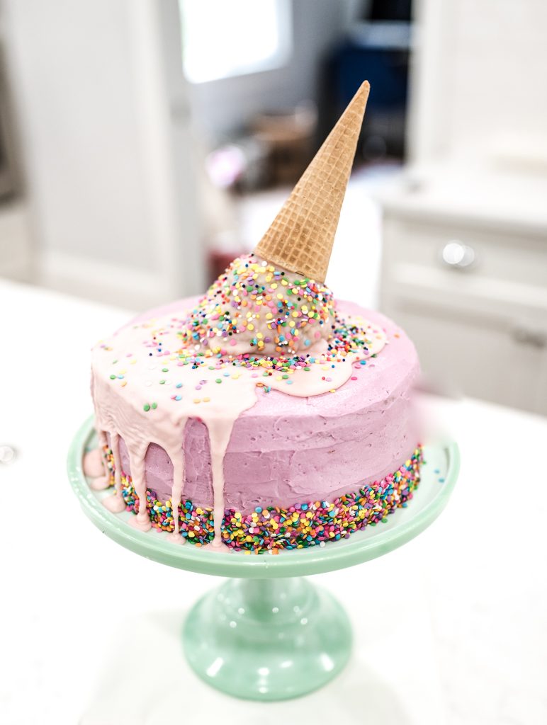 Melted Ice Cream Drip Birthday Cake