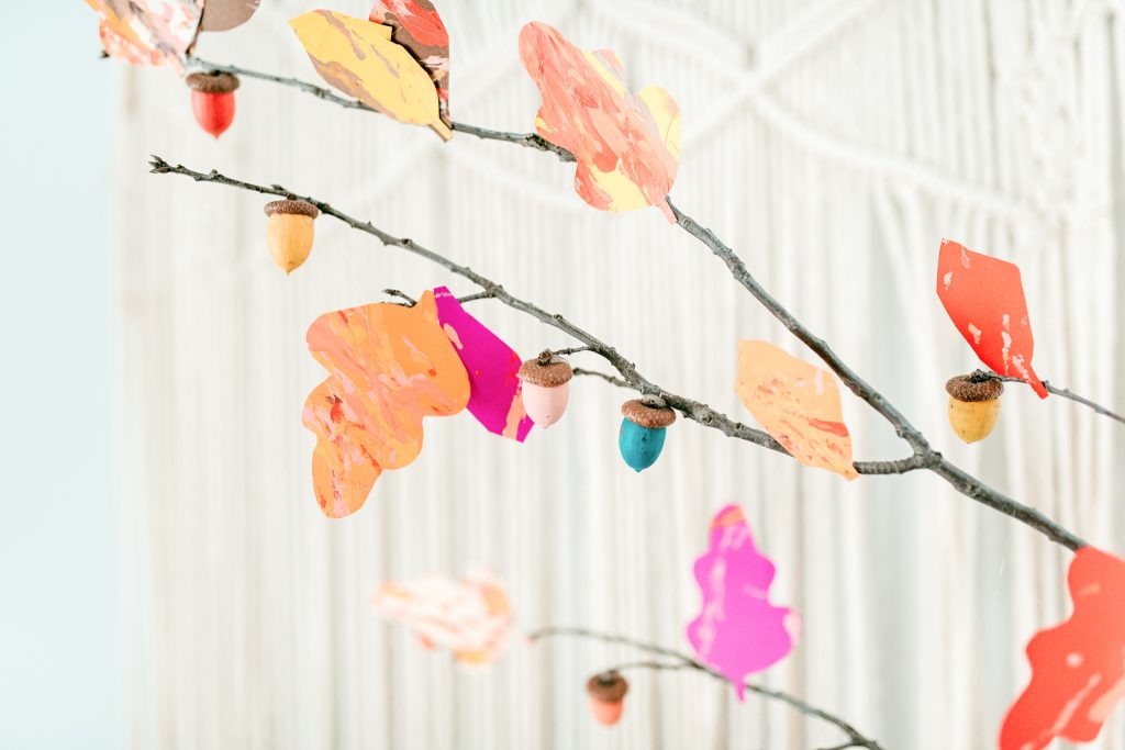 Thankful Tree with painted acorns