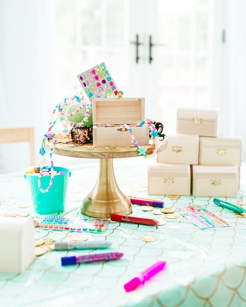 Mermaid Birthday Activity and Favor- Decorate and Fill your own Treasure Chest