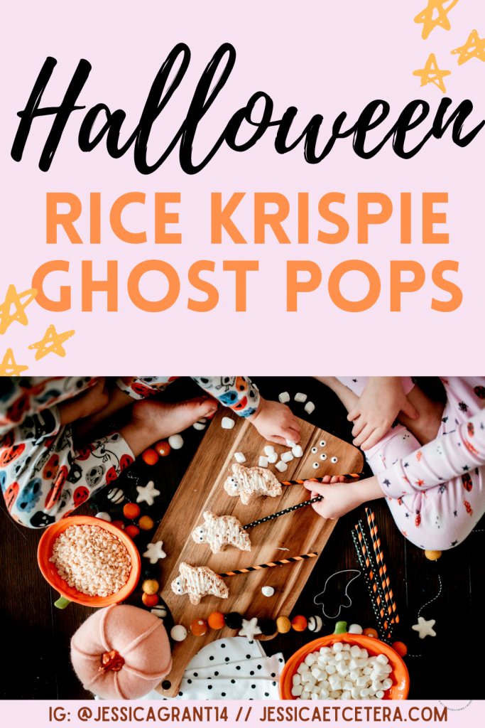Halloween Treat for kids! Rice krispie ghost pops are a perfect fall treat for home or school.