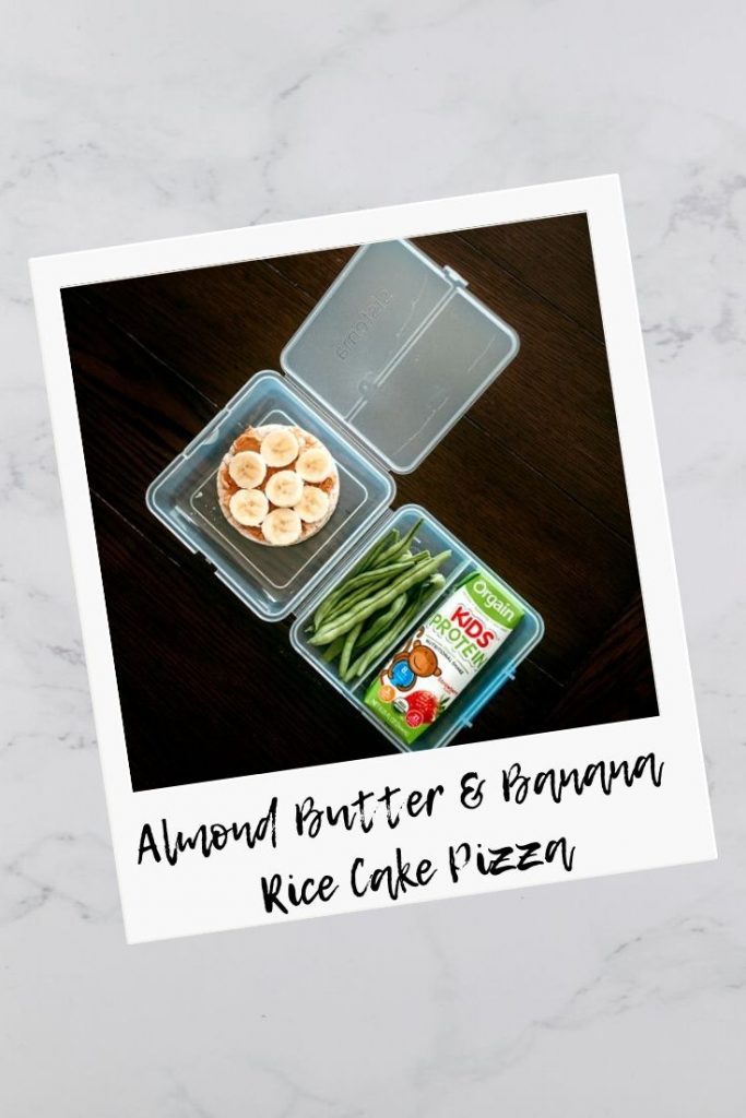 Almond butter and banana rice cake pizza