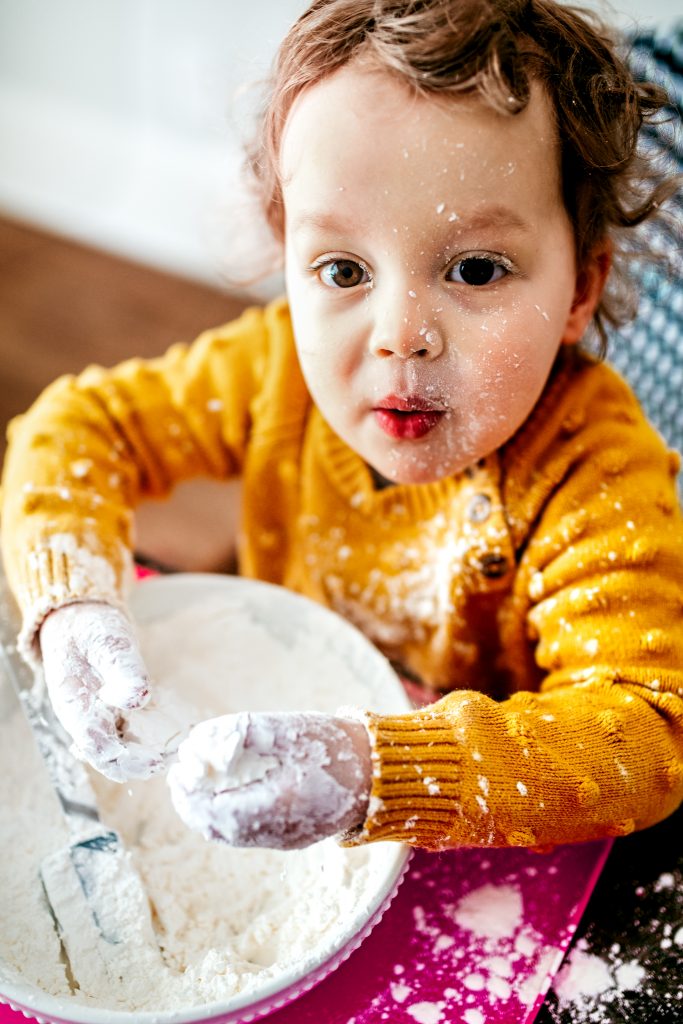 Making homemade Snow Dough using a simple two ingredient recipe!