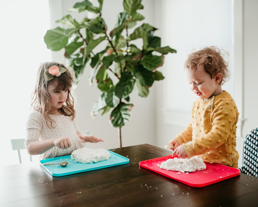 Preschool Winter Sensory Play with Snow Dough 