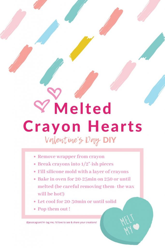 Directions for homemade melted crayon valentine hearts; a perfect non-food valentine treat!