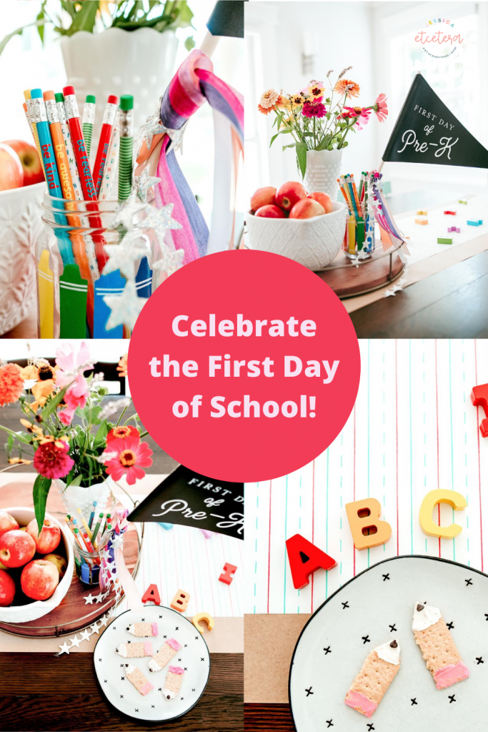 Happy first day of school ! Celebrate the kids going back to school with simple party decor and a pencil themed school treat recipe ! 