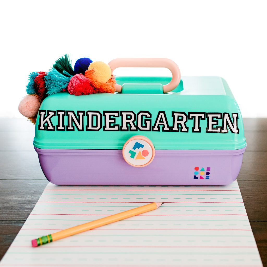 School supply storage at home with  this customized portable kit! DIY