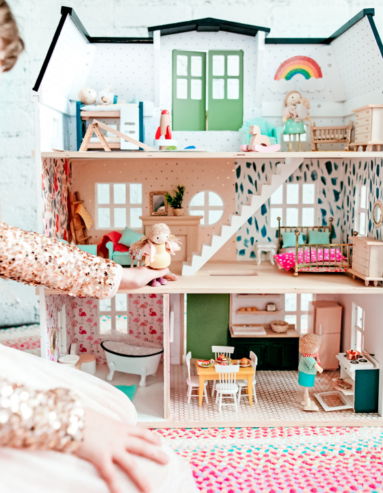 Bright and Colorful DIY Dollhouse Makeover