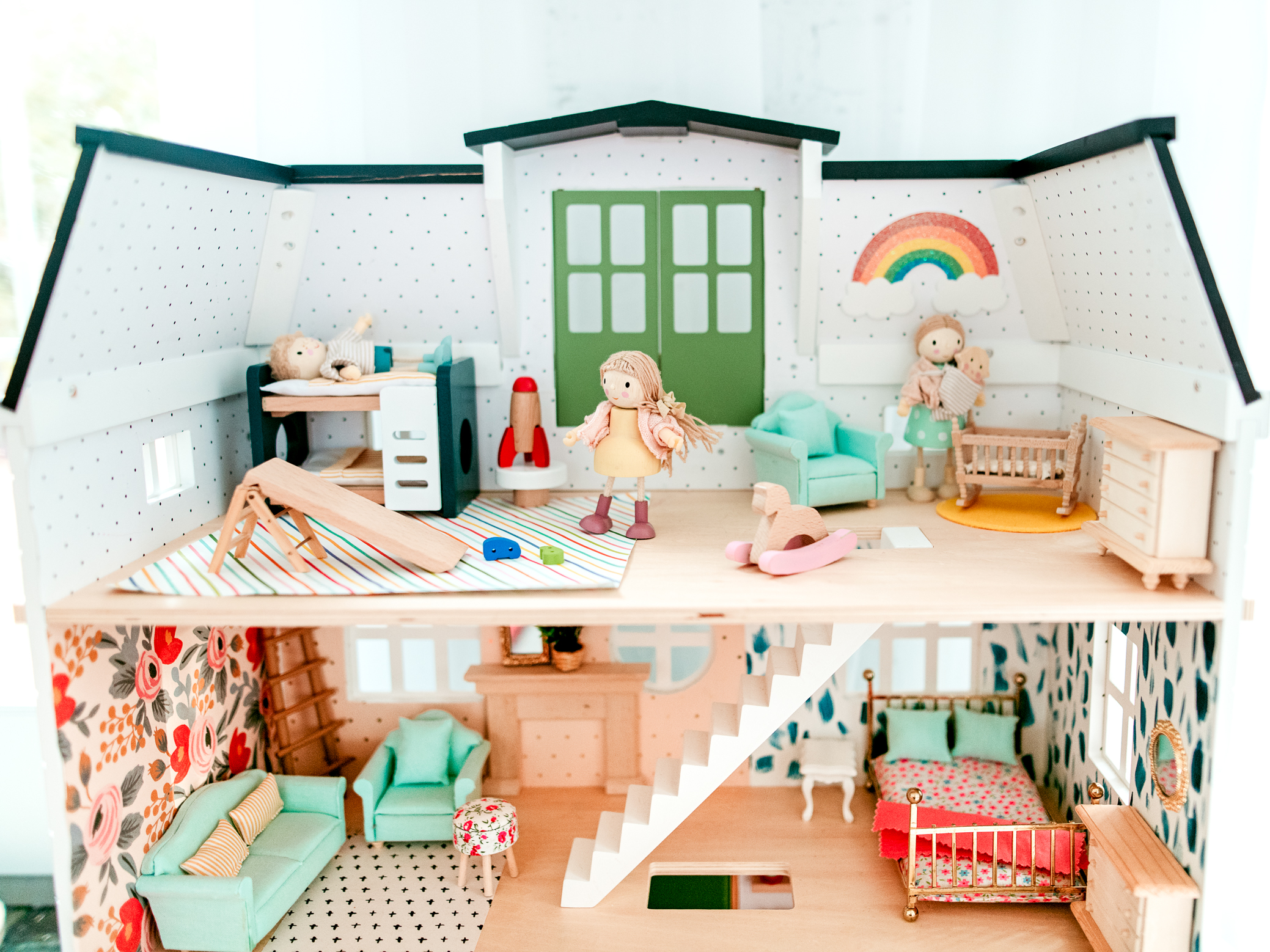 Bright and Colorful DIY Dollhouse Makeover DIY » Kids