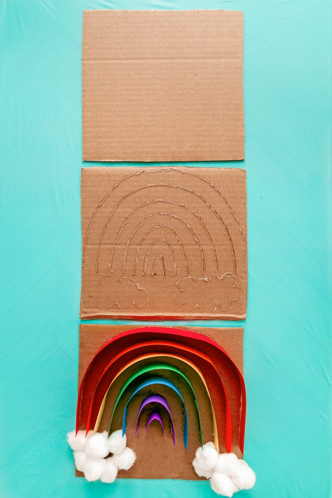 How to turn an old box into a rainbow sorting sensory activity for kids!