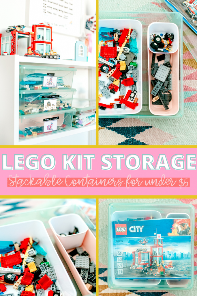 An easy and affordable Lego storage idea! Sort and organize lego kits with this simple bin lego storage container system.