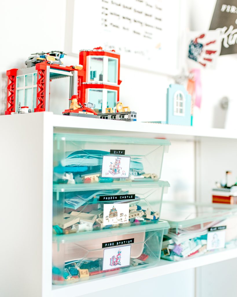 An amazing Lego storage idea for under $5! Sort and organize lego kits easily with this simple bin lego storage system.