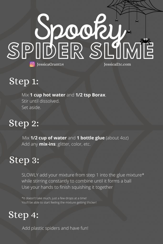 Make a spooky spider Halloween slime this October! DIY Slime Recipe for kids to make at home ! Sensory play for kids Halloween activity
