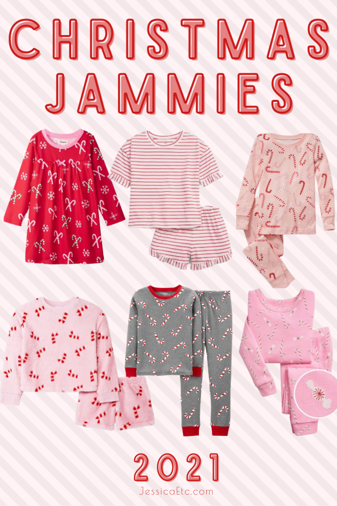 Kids Christmas Pajamas: Candy Cane themed best Christmas pajamas in coordinating styles. 