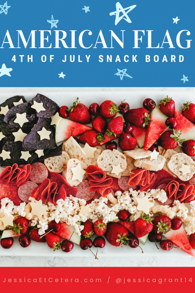 An easy to make American Flag Charcuterie Board for the 4th of July! A festive red, white, and blue snack board that all will enjoy!