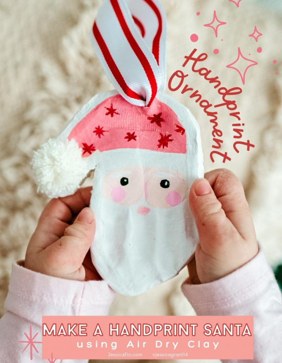 Santa Handprint Christmas Ornament