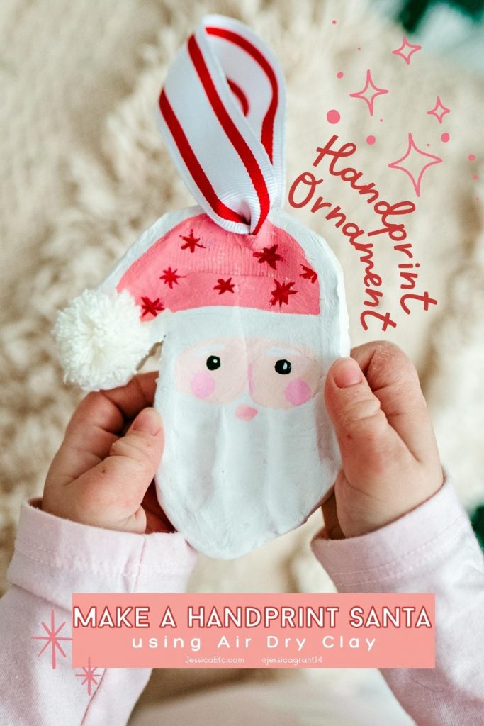 Make the cutest keepsake Santa Handprint Christmas ornament with air dry clay! 