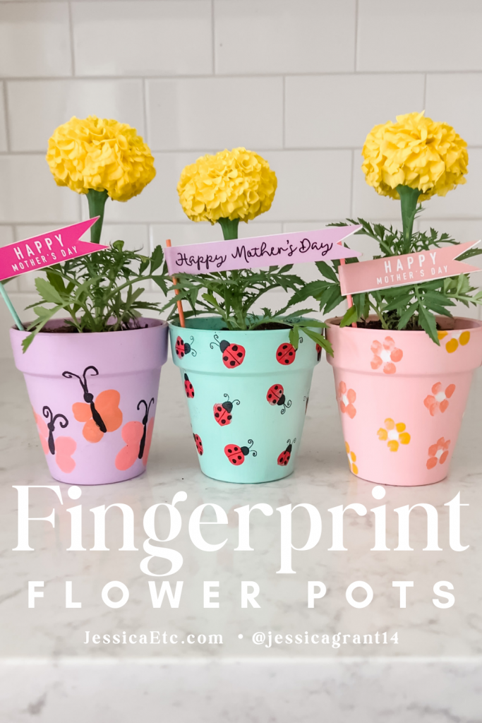 DIY a fingerprint flower pots kids craft! A fun and easy art craft for kids that also makes a sweet Mother's Day gift. 