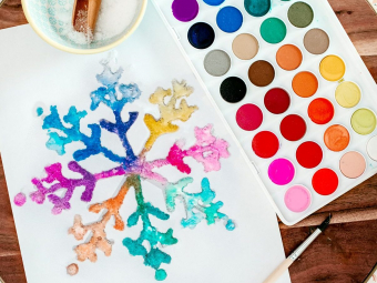 Watercolor & Salt Snowflake Art