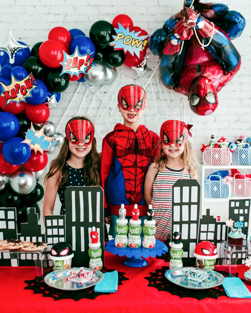 Spiderman birthday party for kids featuring DIY decorations and superhero-themed activities